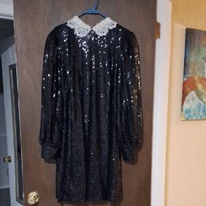 Eloquii Black Dress with White Accents